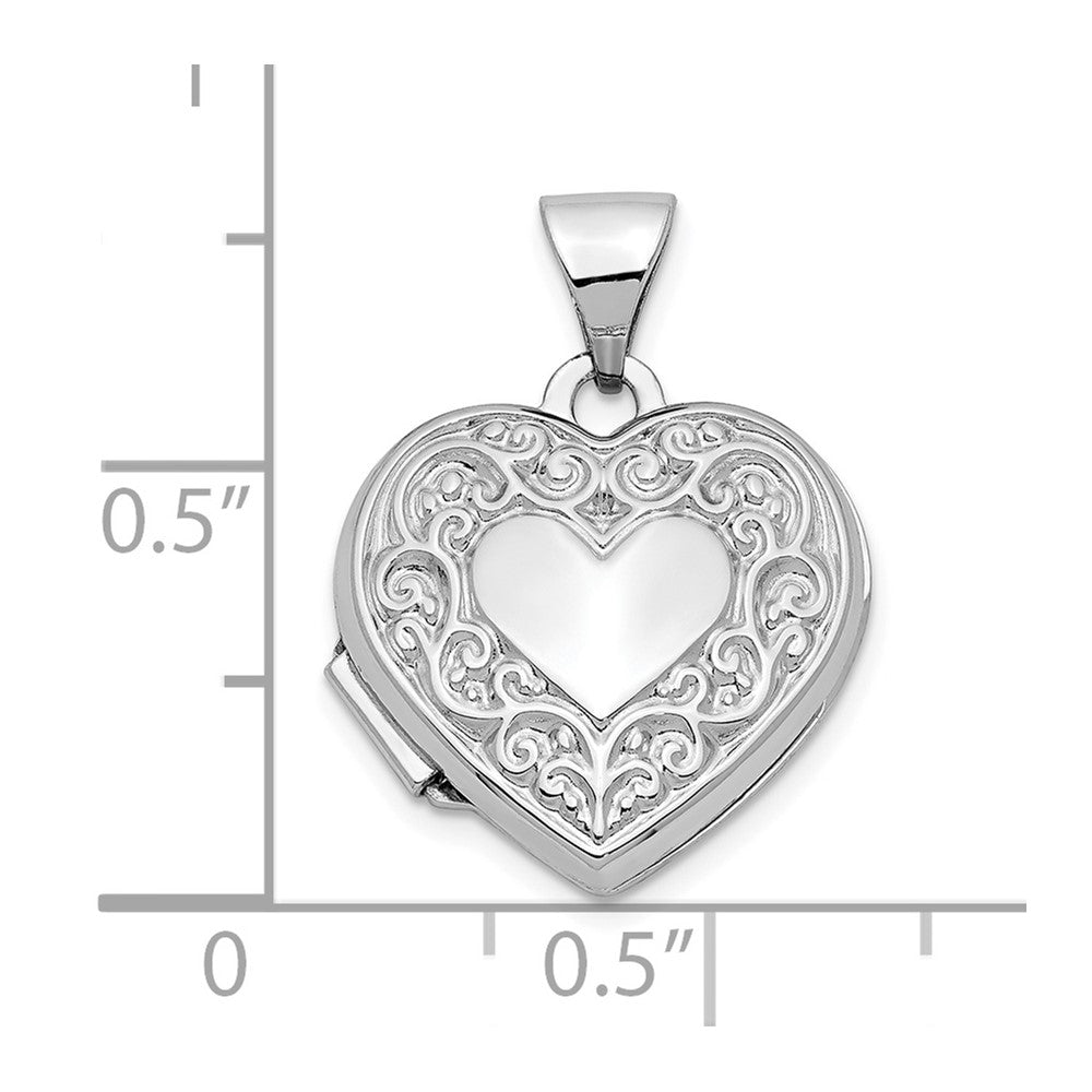 10k White Gold Heart Locket