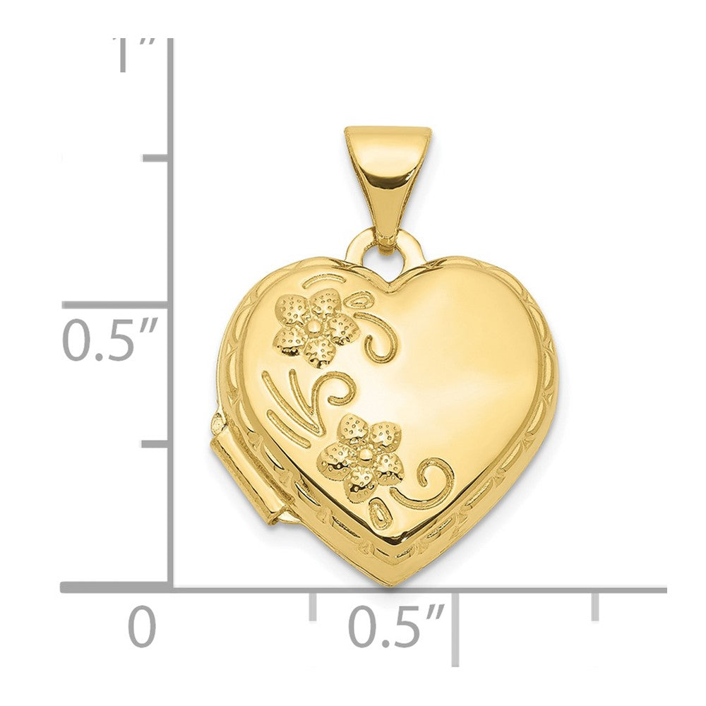 10k Reversible Floral Heart Locket