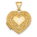 10k Polished Fancy Scroll Design Front & Back 15mm Heart Locket