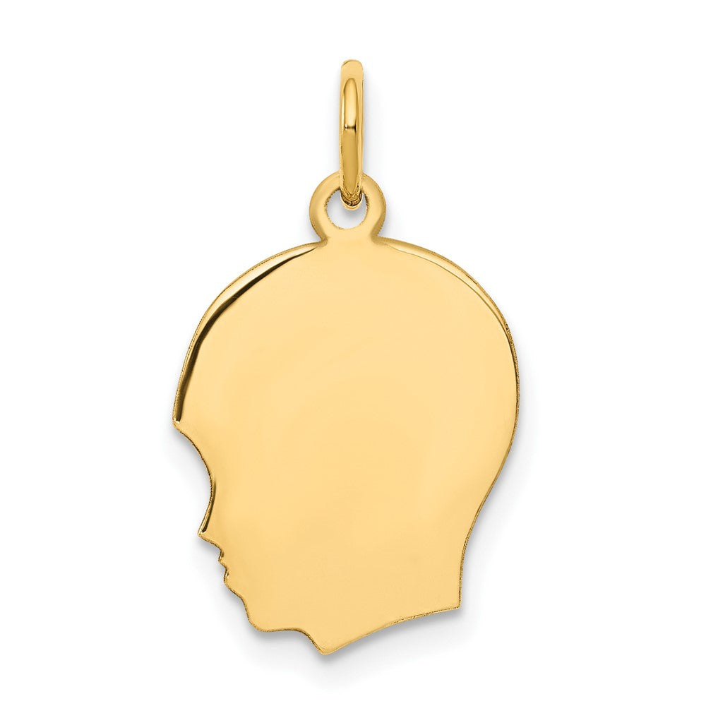 10K Plain Medium .018 Gauge Facing Right Engravable Boy Head Charm