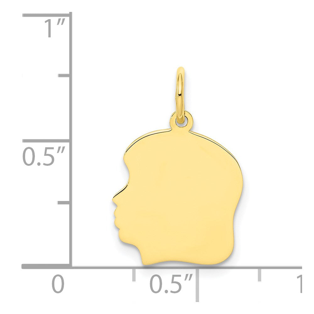 10K Plain Medium .013 Gauge Facing Left Engravable Girl Head Charm