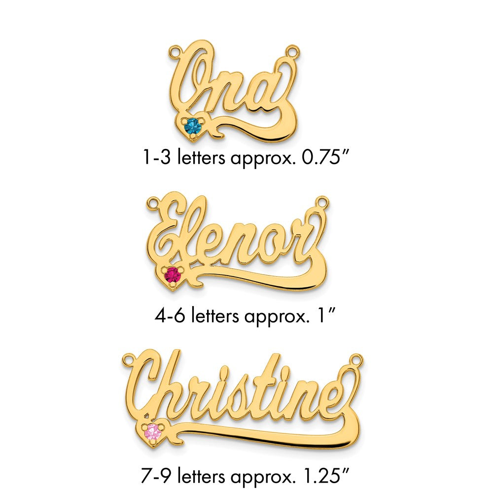 10k Yellow Gold Birthstone Heart Name Plate