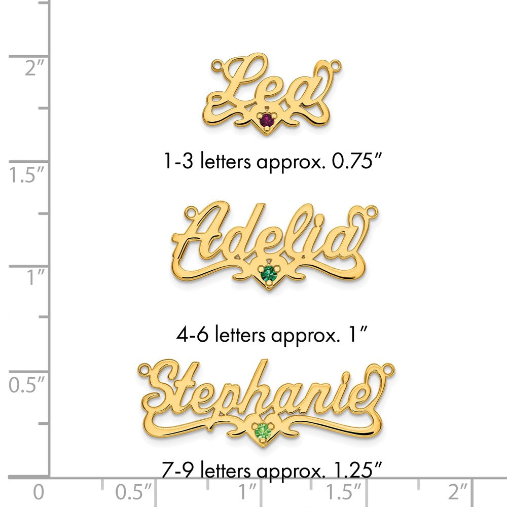 10k Yellow Gold Birthstone Heart Name Plate