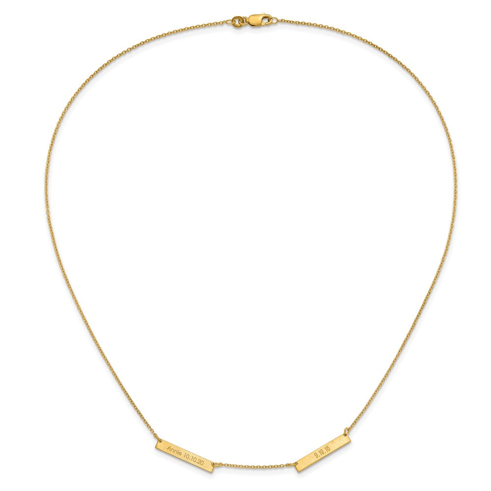 10k Yellow Gold Brushed 2 Station Necklace
