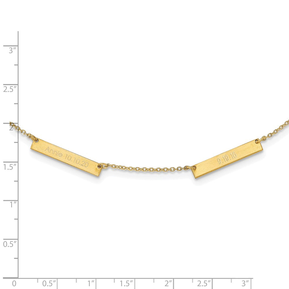 10k Yellow Gold Brushed 2 Station Necklace