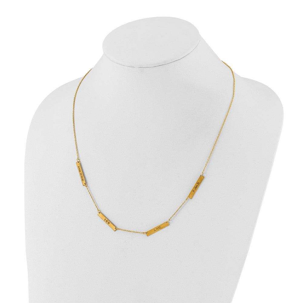 10k Yellow Gold Brushed 4 Station Necklace
