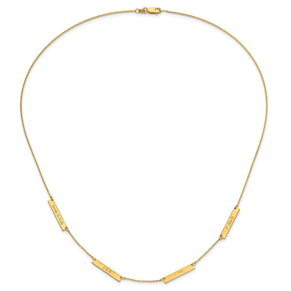 10k Yellow Gold Brushed 4 Station Necklace