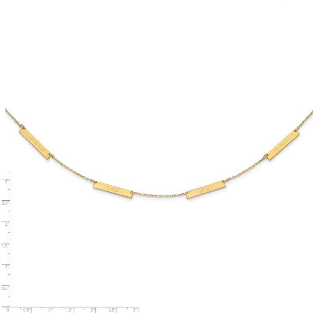 10k Yellow Gold Brushed 4 Station Necklace