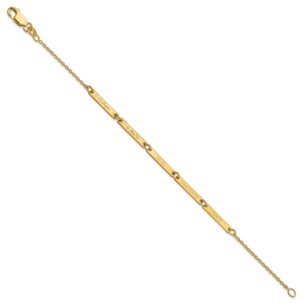 10k Yellow Gold Brushed 4 Station Bracelet
