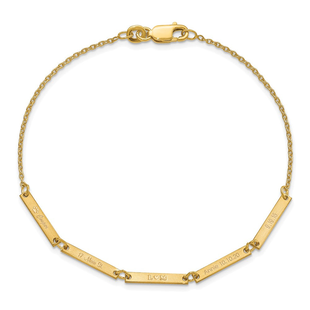 10k Yellow Gold Brushed 4 Station Bracelet