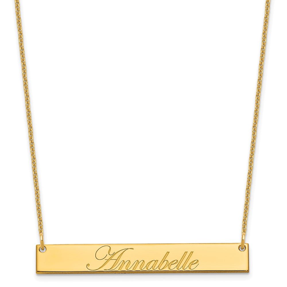 10k Yellow Gold Medium EDWARDIAN SCRIPT Bar Necklace