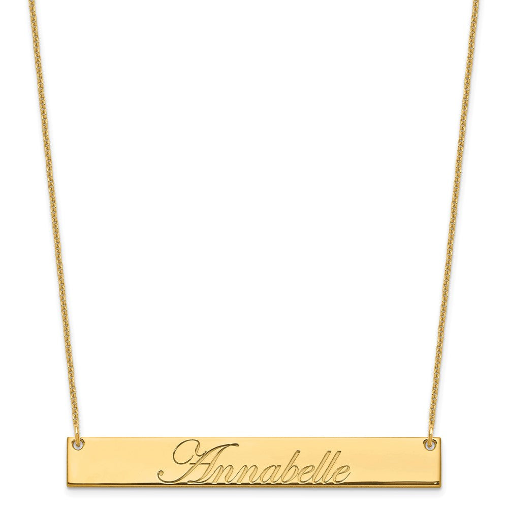 10k Yellow Gold Large EDWAEDIAN SCRIPT Bar Necklace