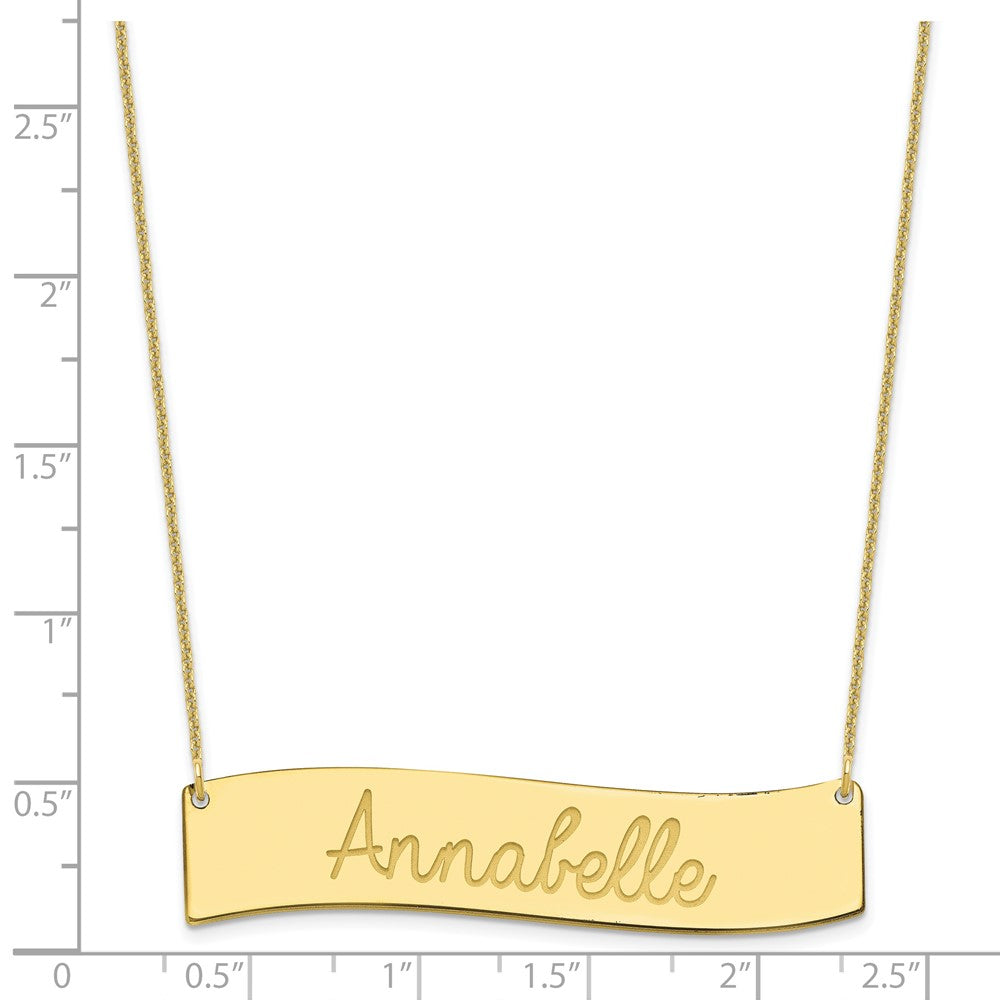 10k Yellow Gold Medium ALWAYS IN MY HEART Curved Bar Necklace