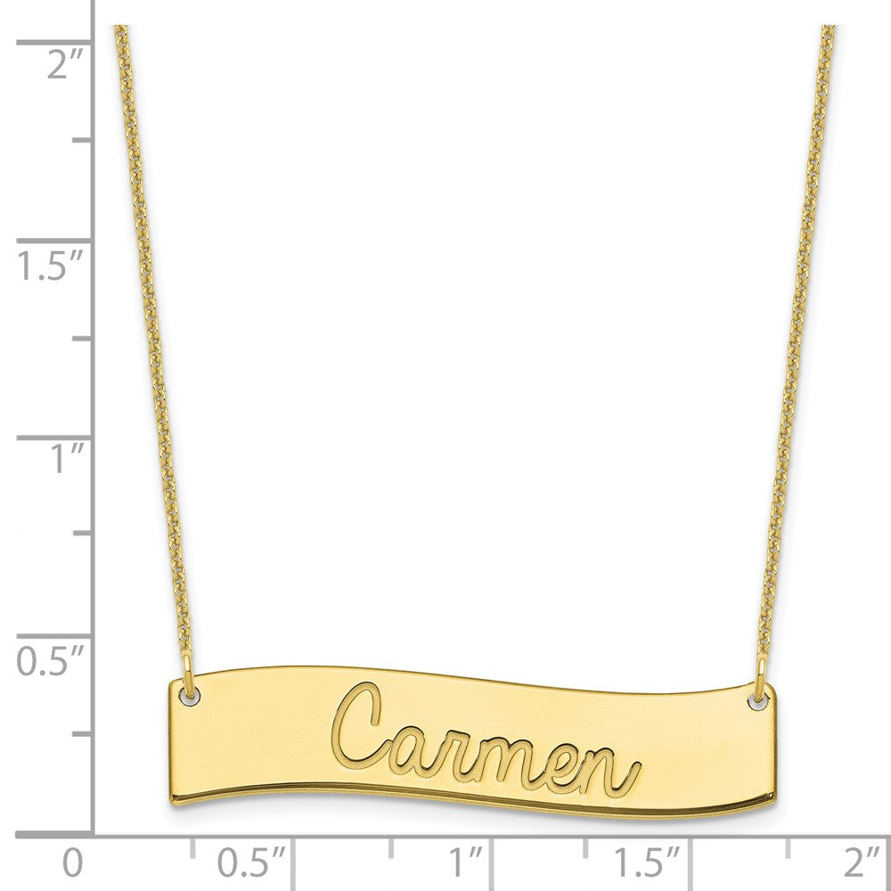 10k Yellow Gold Medium ALWAYS IN MY HEART Curved Bar Necklace