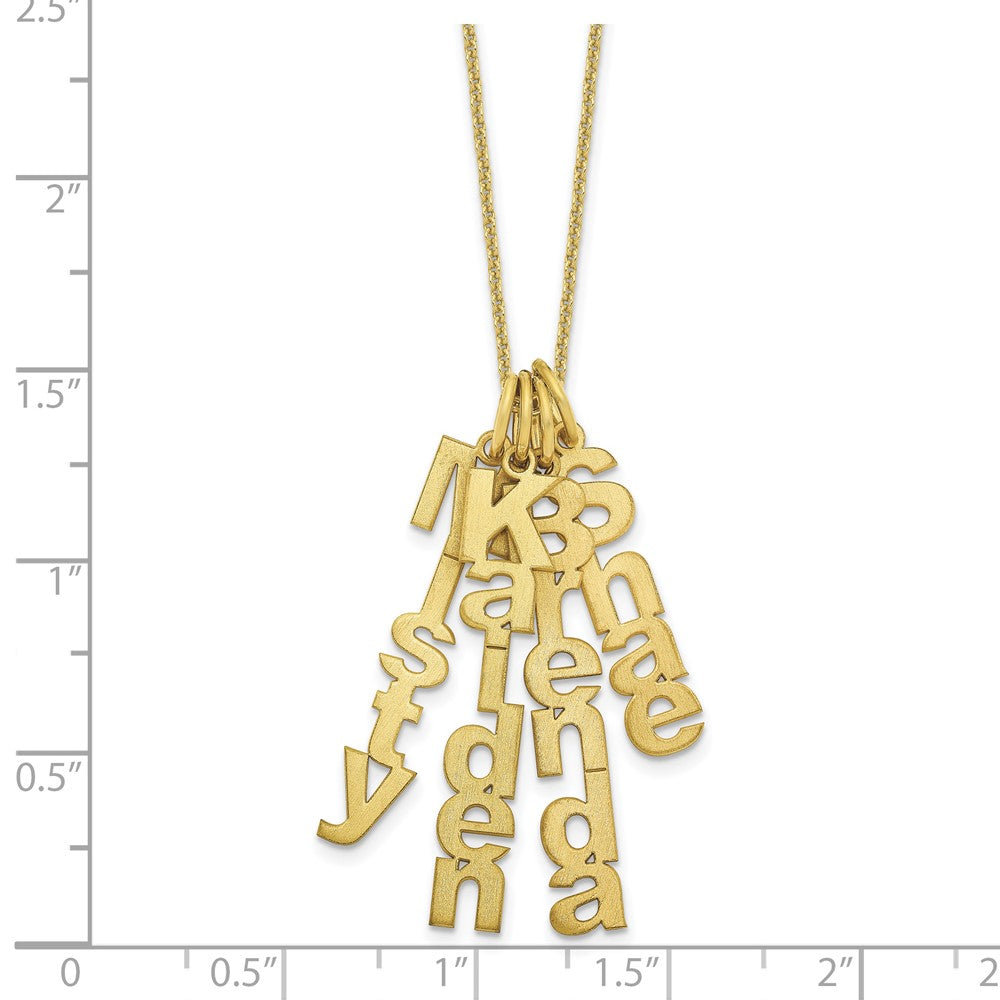 10k Yellow Gold Brushed Vertical 5 Name Charm Necklace