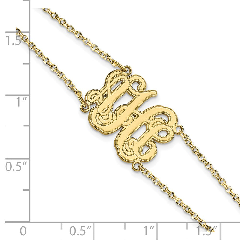 10k Yellow Gold Double Chain Etched Monogram Bracelet