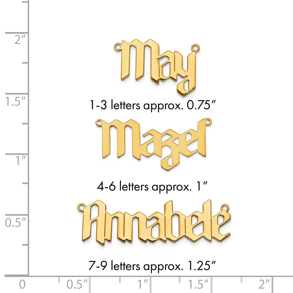 10k Yellow Gold Polished New Gothic Textura Font Name Plate