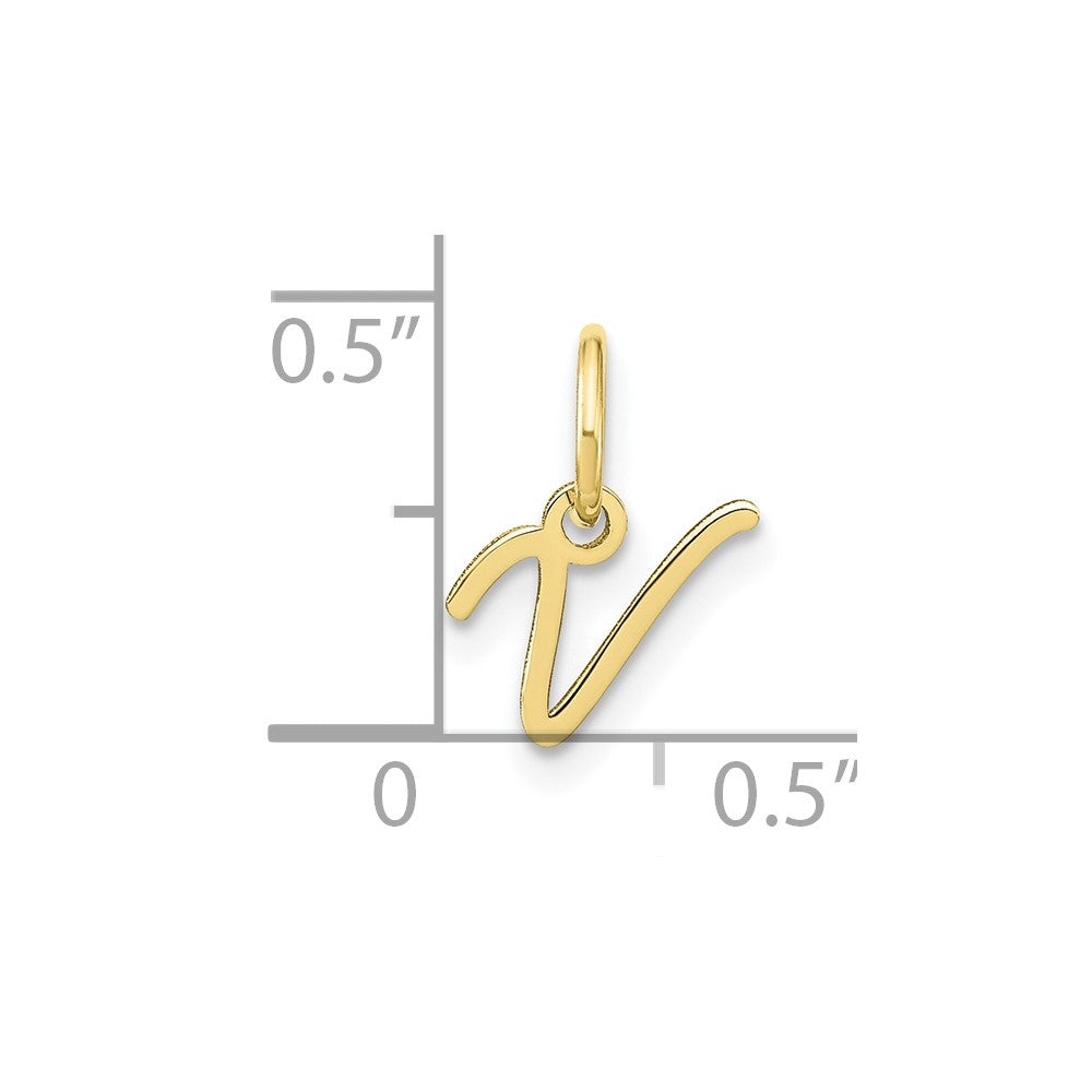 10KY Upper case Letter V Initial Charm