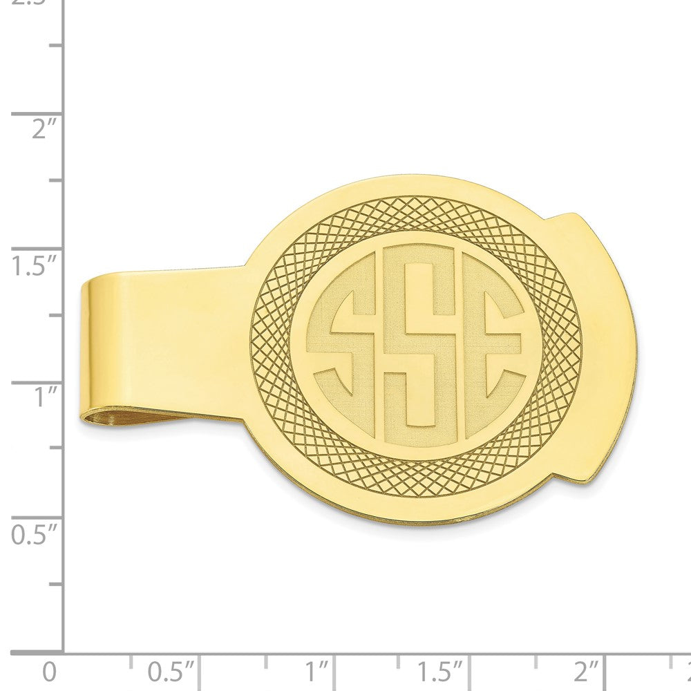 10k Yellow Gold Recessed Letter Monogram Round Money Clip