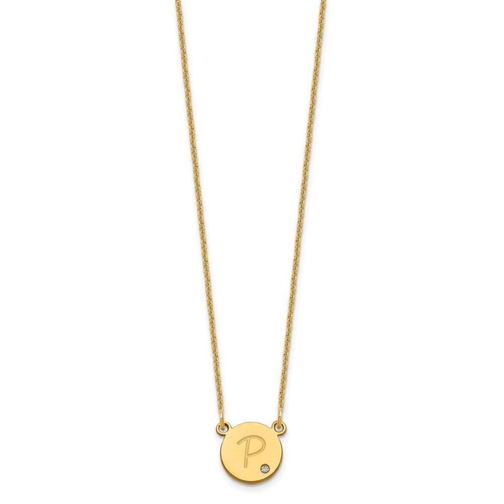 10k Yellow Gold Round Initial with Diamond Necklace