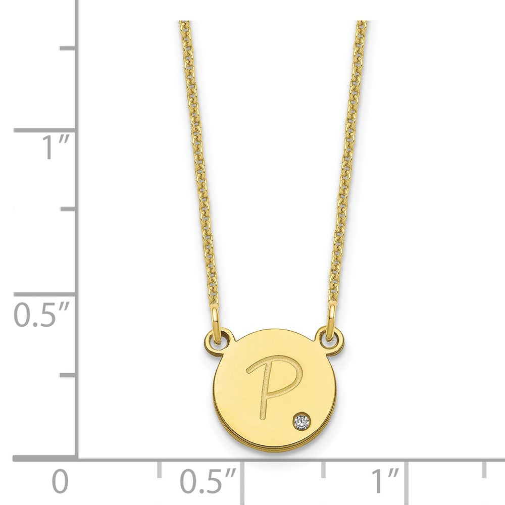 10k Yellow Gold Round Initial with Diamond Necklace