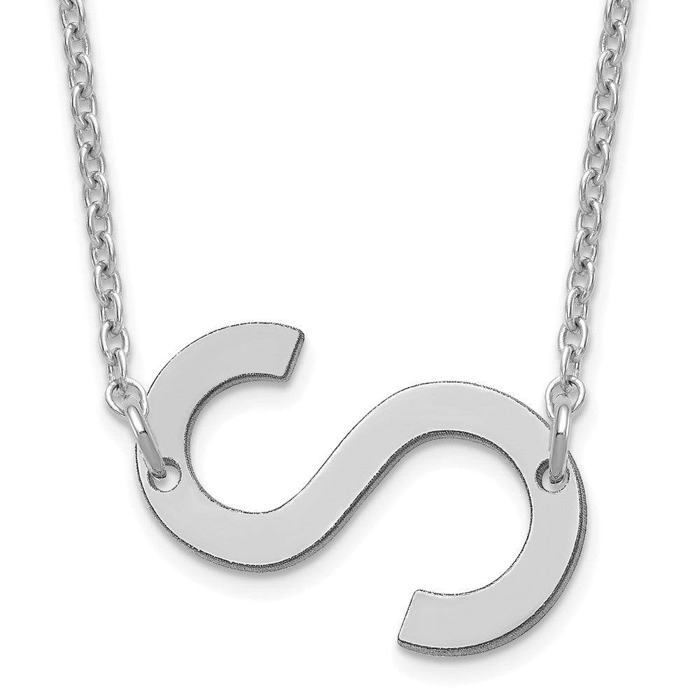 10K White Gold Polished Small Letter S Necklace