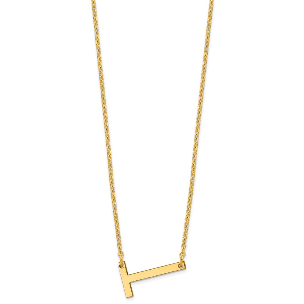 10K Yellow Gold Polished Small Letter T Necklace