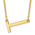 10K Yellow Gold Polished Small Letter T Necklace