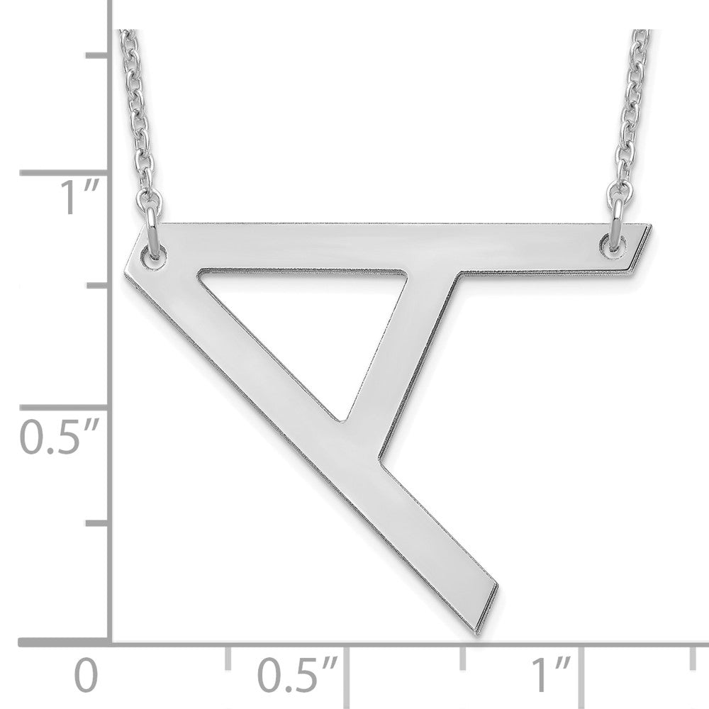 10K White Gold Polished Large Letter A Necklace
