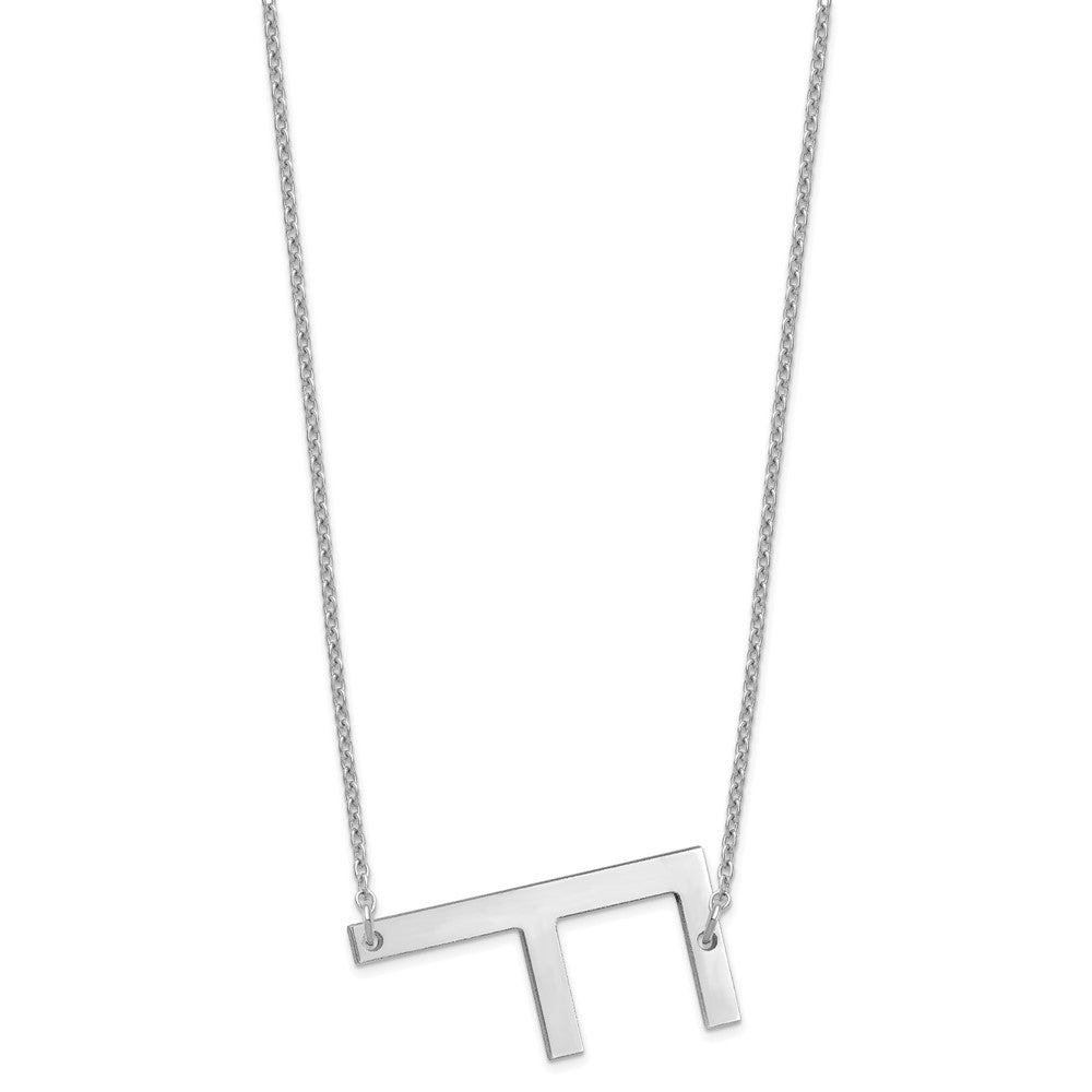 10K White Gold Polished Large Letter F Necklace