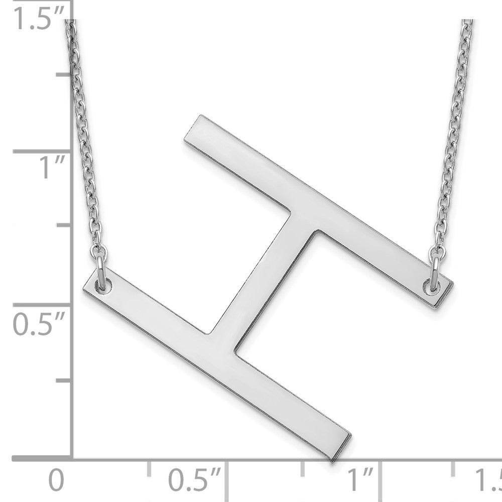 10K White Gold Polished Large Letter H Necklace