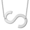10K White Gold Polished Large Letter S Necklace