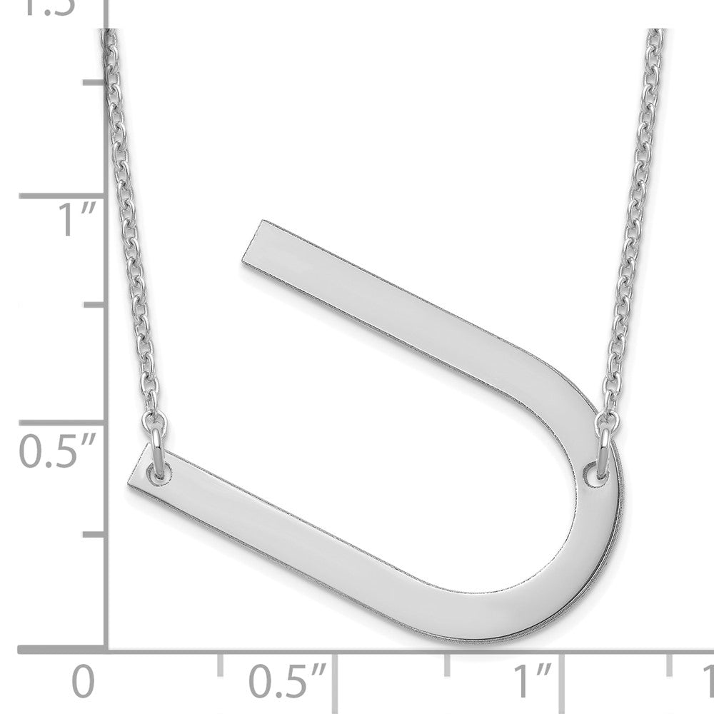 10K White Gold Polished Large Letter U Necklace