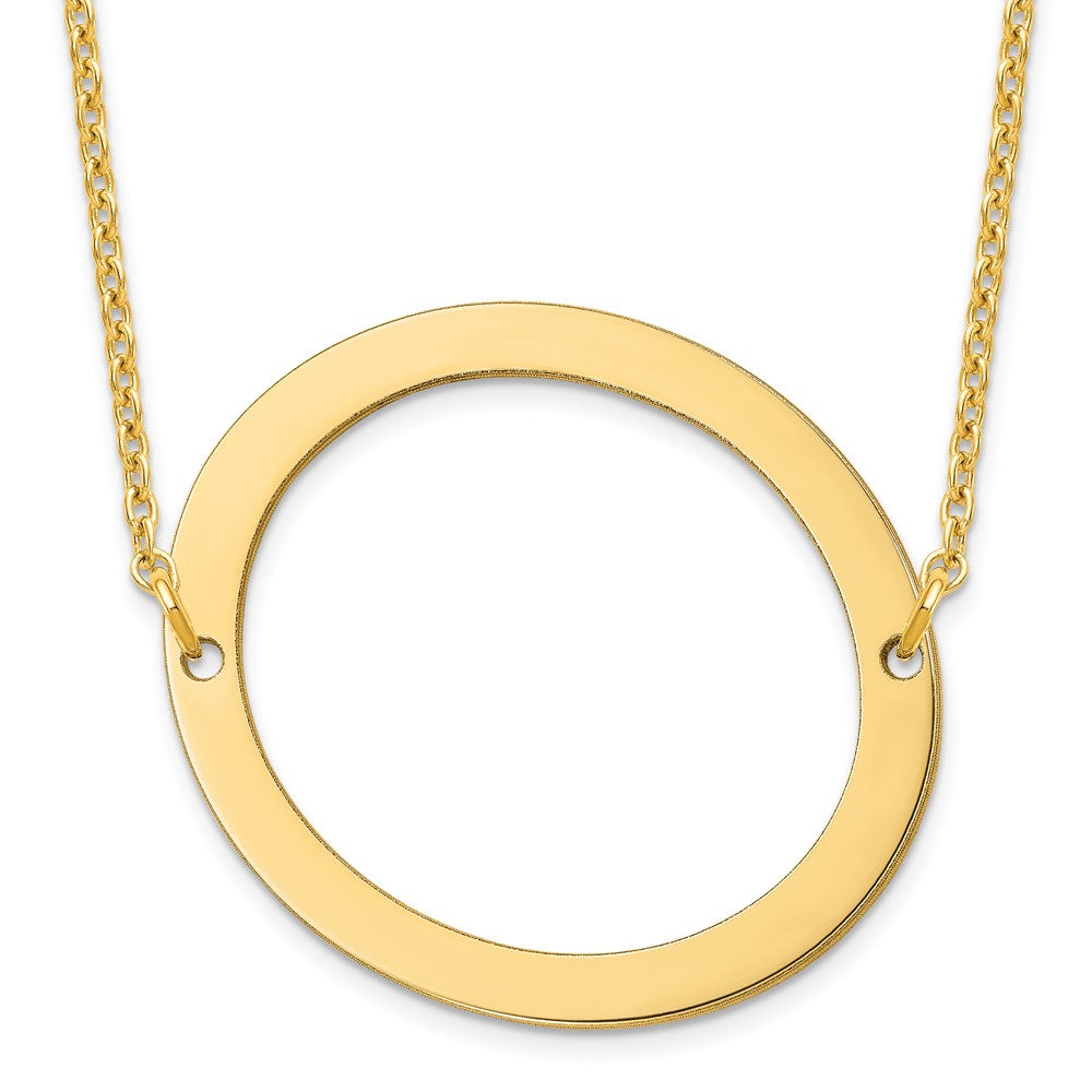 10K Yellow Gold Polished Large Letter O Necklace
