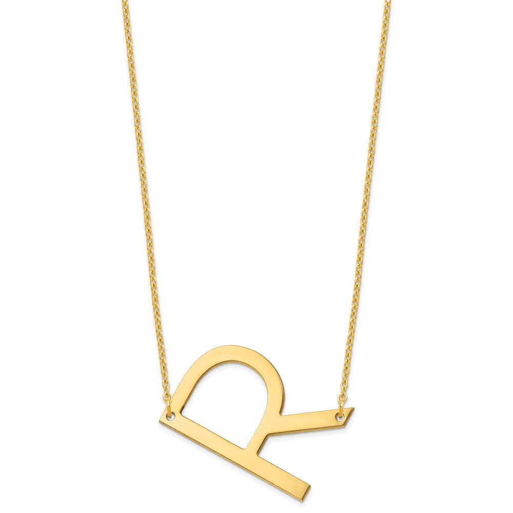 10K Yellow Gold Polished Large Letter R Necklace