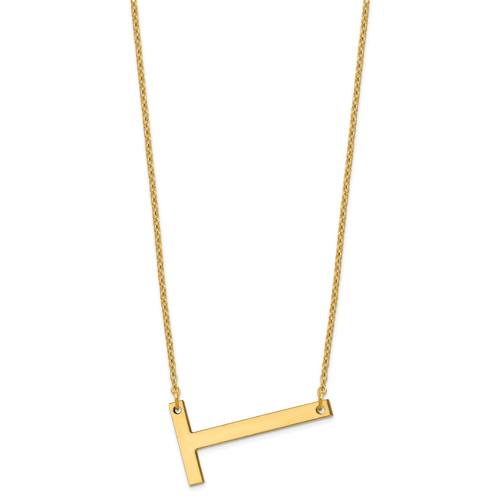 10K Yellow Gold Polished Large Letter T Necklace