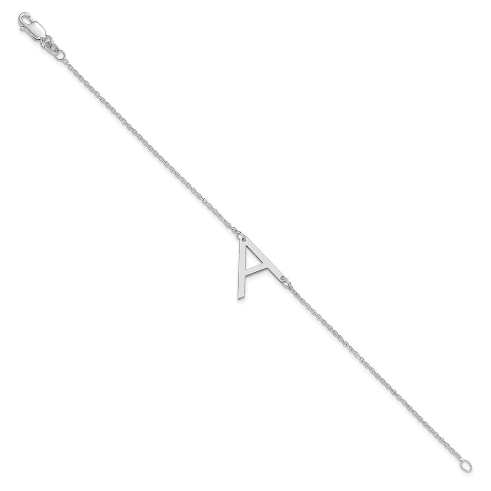 10K White Gold Polished Small Letter A Bracelet