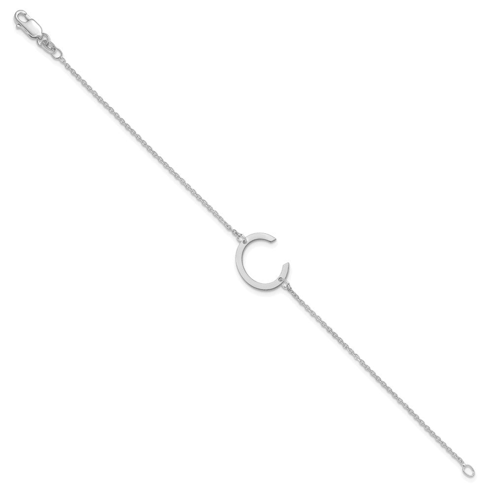 10K White Gold Polished Small Letter C Bracelet