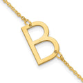 10K Yellow Gold Polished Small Letter B Bracelet