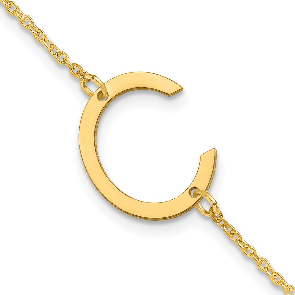 10K Yellow Gold Polished Small Letter C Bracelet