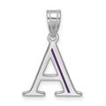 10k White Gold Line Epoxy Initial Pendant