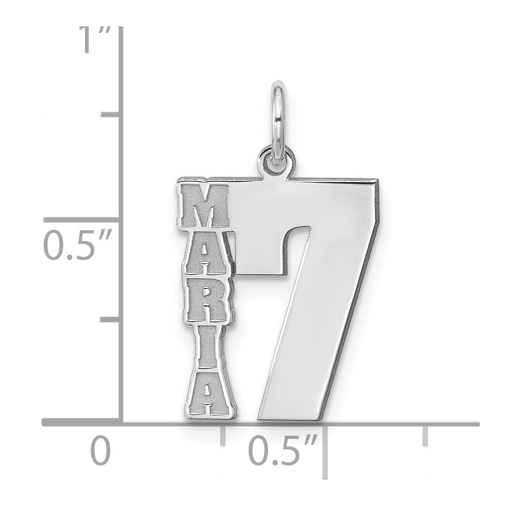 10k White Gold Name and Number Charm