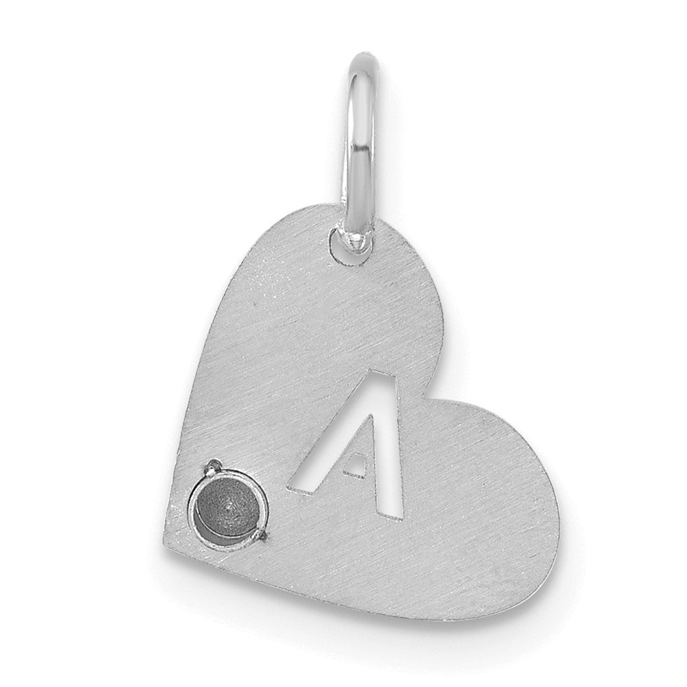 10k White Gold Cut-out Initial Heart with Birthstone Charm