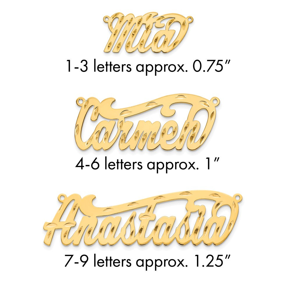 10k Yellow Gold Polished Diamond-cut Name Plate