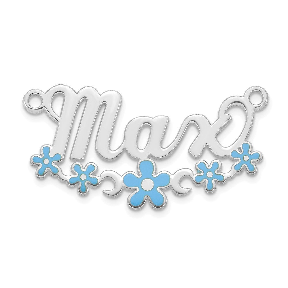 10k White Gold Epoxy Flower Name Plate