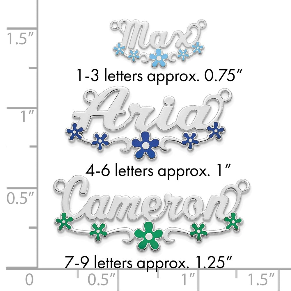 10k White Gold Epoxy Flower Name Plate