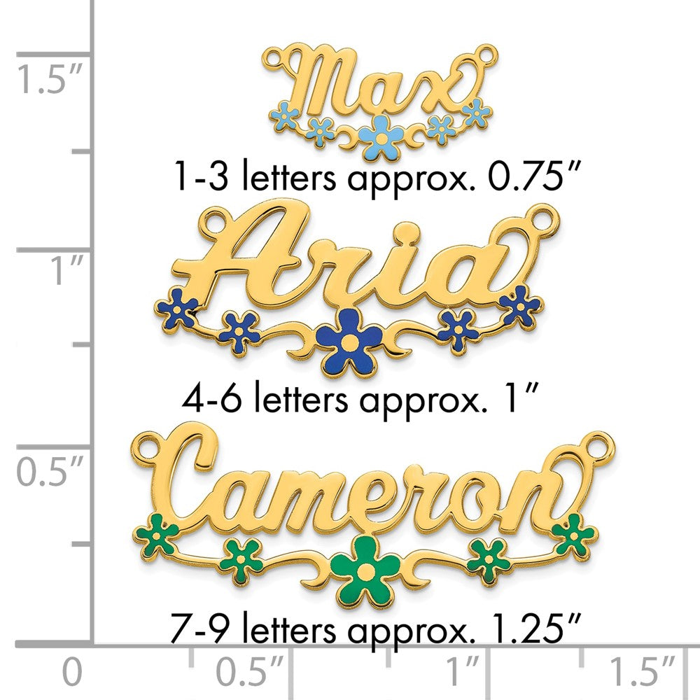 10k Yellow Gold Epoxy Flower Name Plate