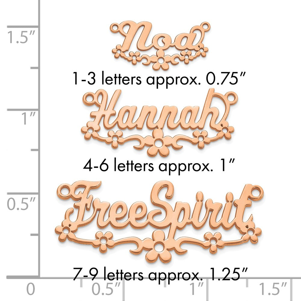 10k Rose Gold Flower Name Plate