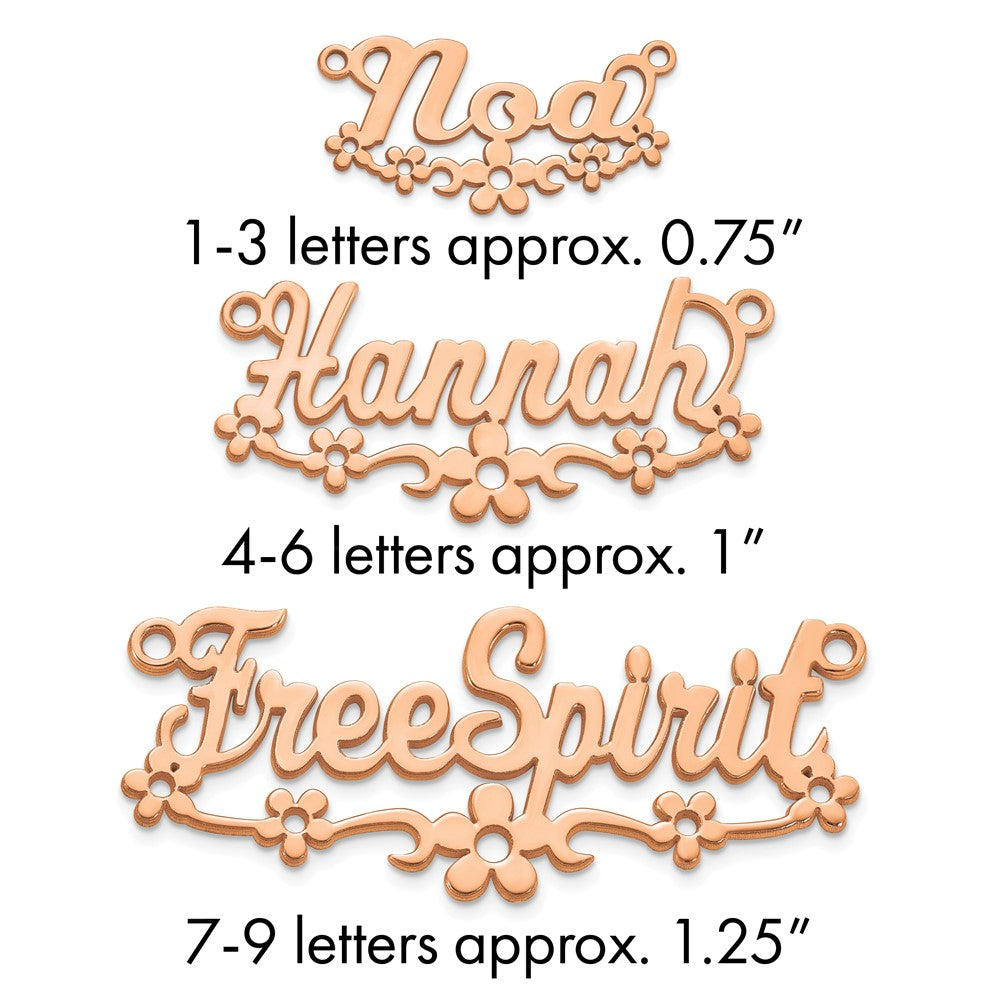 10k Rose Gold Flower Name Plate