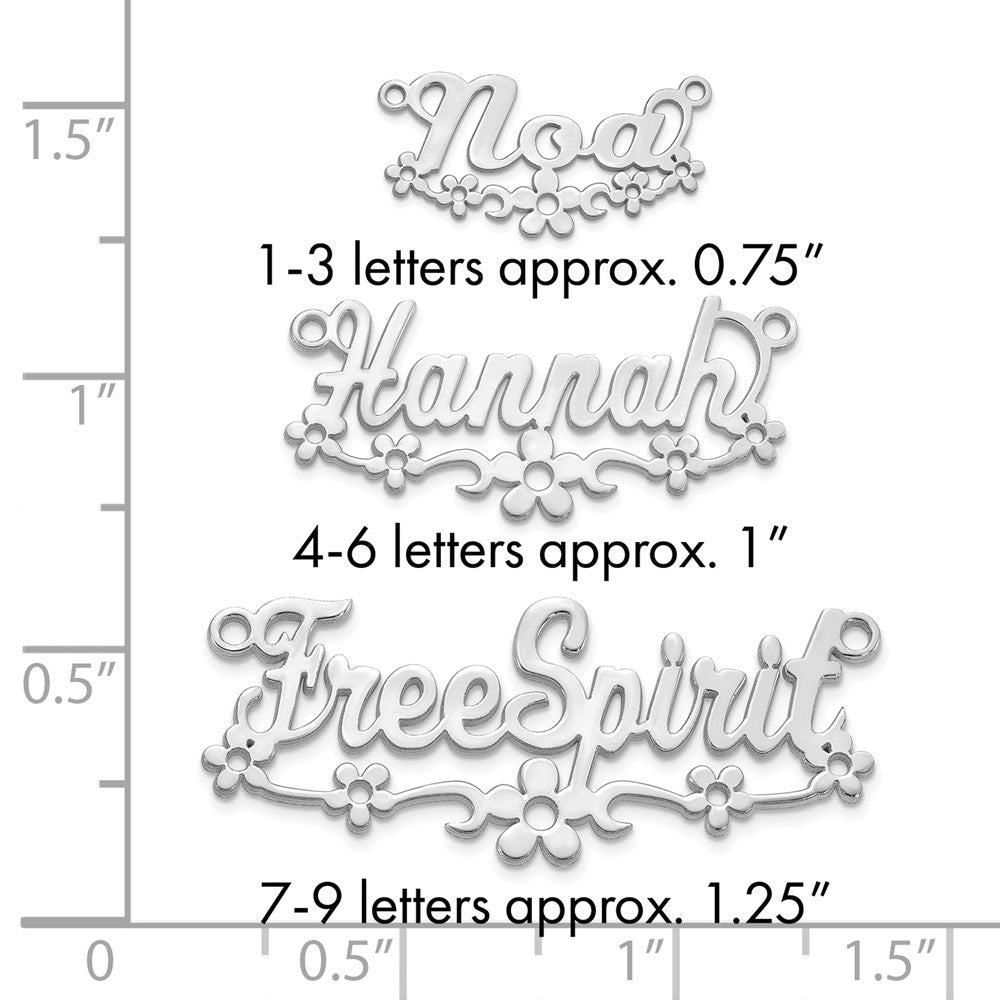 10k White Gold Flower Name Plate